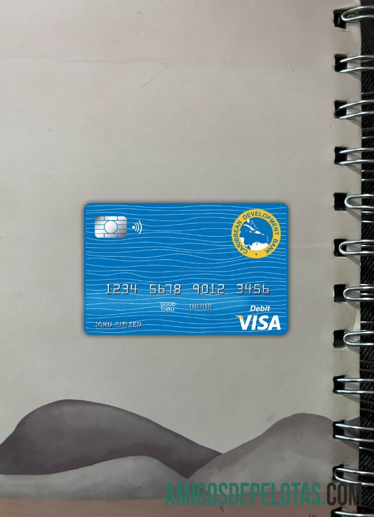 Banco de Desenvolvimento do Caribe de Barbados Cartão Visa Débito Photolook Front amostra